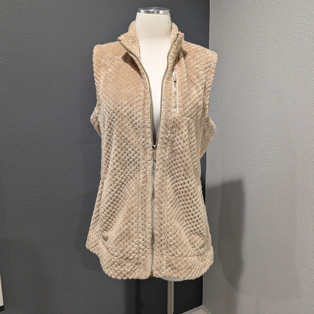 Calvin Klein Performance Tan Textured Sherpa Fleece Vest - Size Large